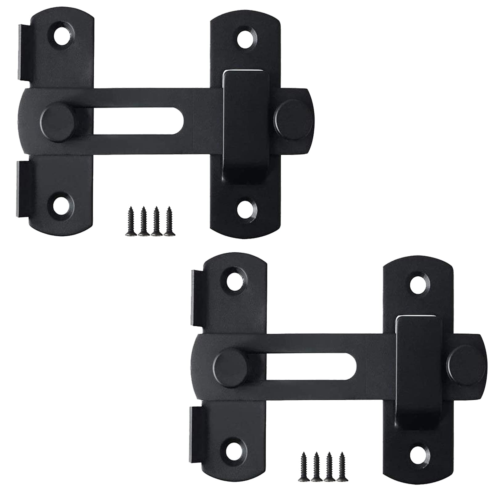 Photo 1 of DOUBLE 2 C Barn Door Lock, 2 Pack Sliding Barn Door Lock Hardware Gate Latches, Carbon Steel Door Latches for Barn Door Cabinet Window Closet Door, Black, 2 Pack