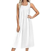 Ekouaer Nightgowns for Women Cotton Long Night Gown Sleeveless Sleep Dress Victorian Nightdress Ladies Sleepwear S-XXXL