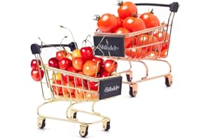 Shindel Mini Brands Shopping Cart Toy, 2PCS Shopping Day Grocery Cart Mini Supermarket Handcart Toy Shopping Carts, White Elephant Gifts for Adults Kids