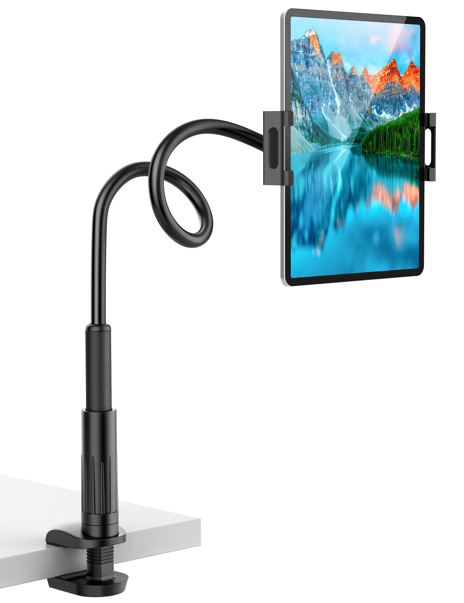 FAPPEN Universal Adjustable Gooseneck Tablet Holder, Flexible Phone Stand for Bed Desk, 360° Rotatable, Compatible with iPad Tablets Smartphones Other 4.7"-12.9" Device
