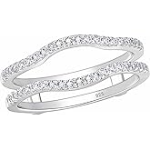 SHELOVES Curved Ring Guard Enhancer Cubic Zirconia Stack Wrap for Engagement Ring 925 Sterling Silver 5-10