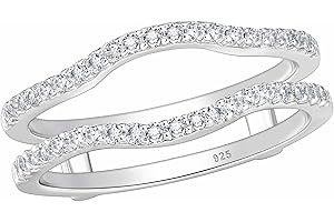 SHELOVES JEWELRY SHELOVES Curved Ring Guard Enhancer Cubic Zirconia Stack Wrap for Engagement Ring 925 Sterling Silver 5-10
