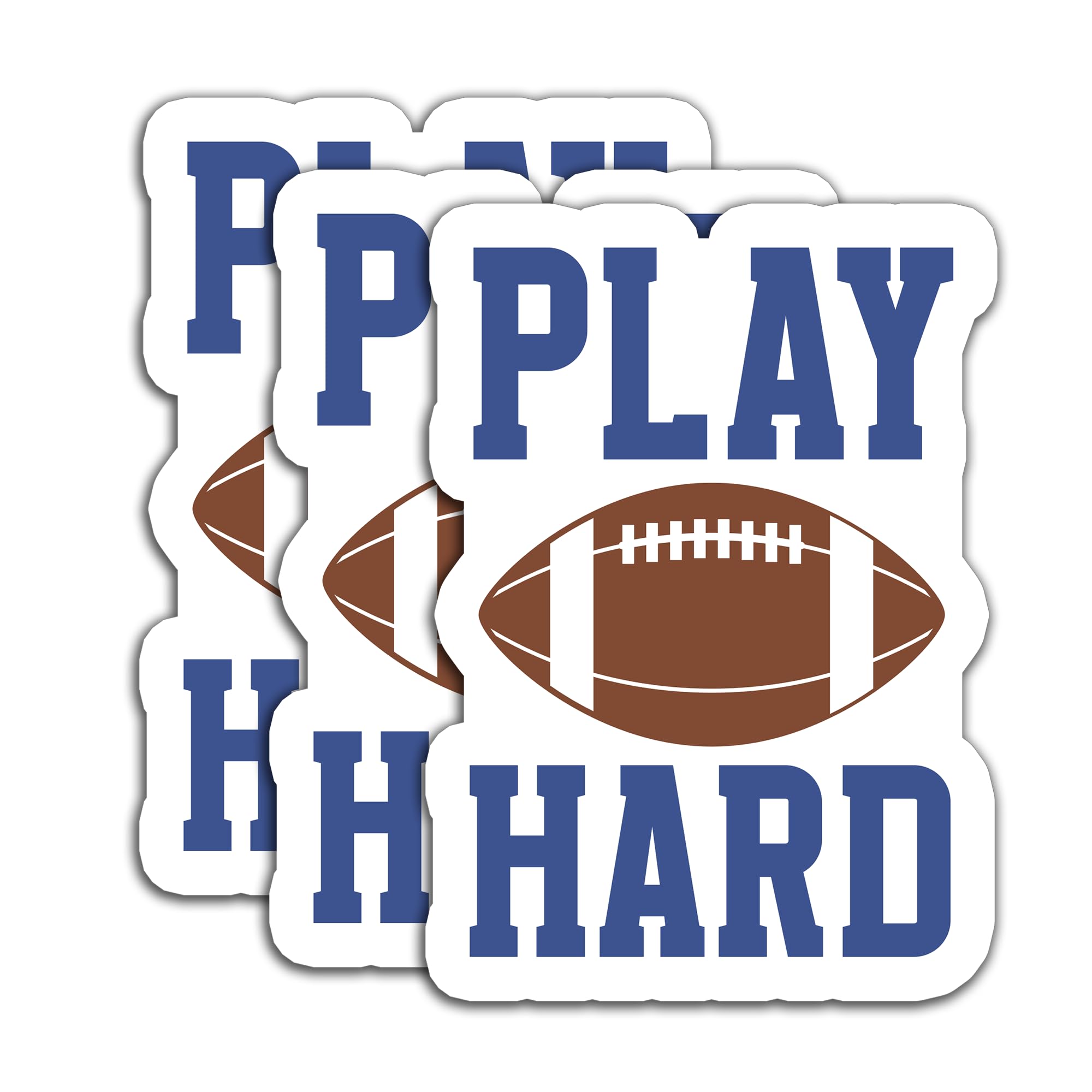 Photo 1 of (3PCS) Play Hard Football Sticker Motivational Football Stickers Football Accessories Football Decals, Waterproof Vinyl Decal Decor Book Laptop Tumbler Scrapbook Water Bottle Phone Case, 3" x 2.1 " (2PK)