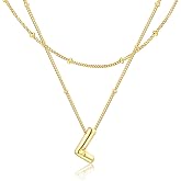 Bubble Letter Necklace for Women, 14k Gold Plated Initial Letter Pendant Necklace Personalized Jewelry A - Z 26 letters