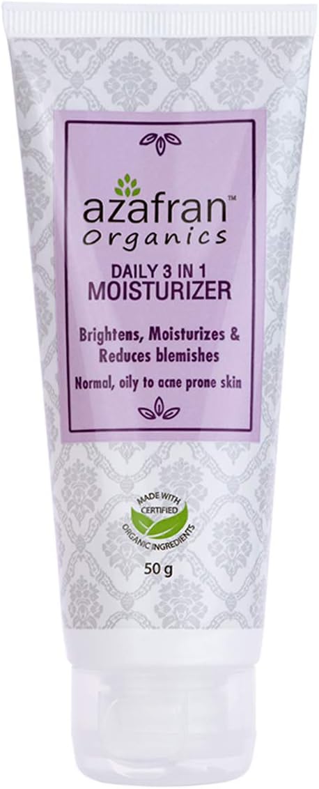 Azafran Organics Daily 3-In-1 Moisturizer Lightweight Face Cream Reduce Dark Spot Anti-Wrinkle - 50 g, 50 g (Pack of 1)