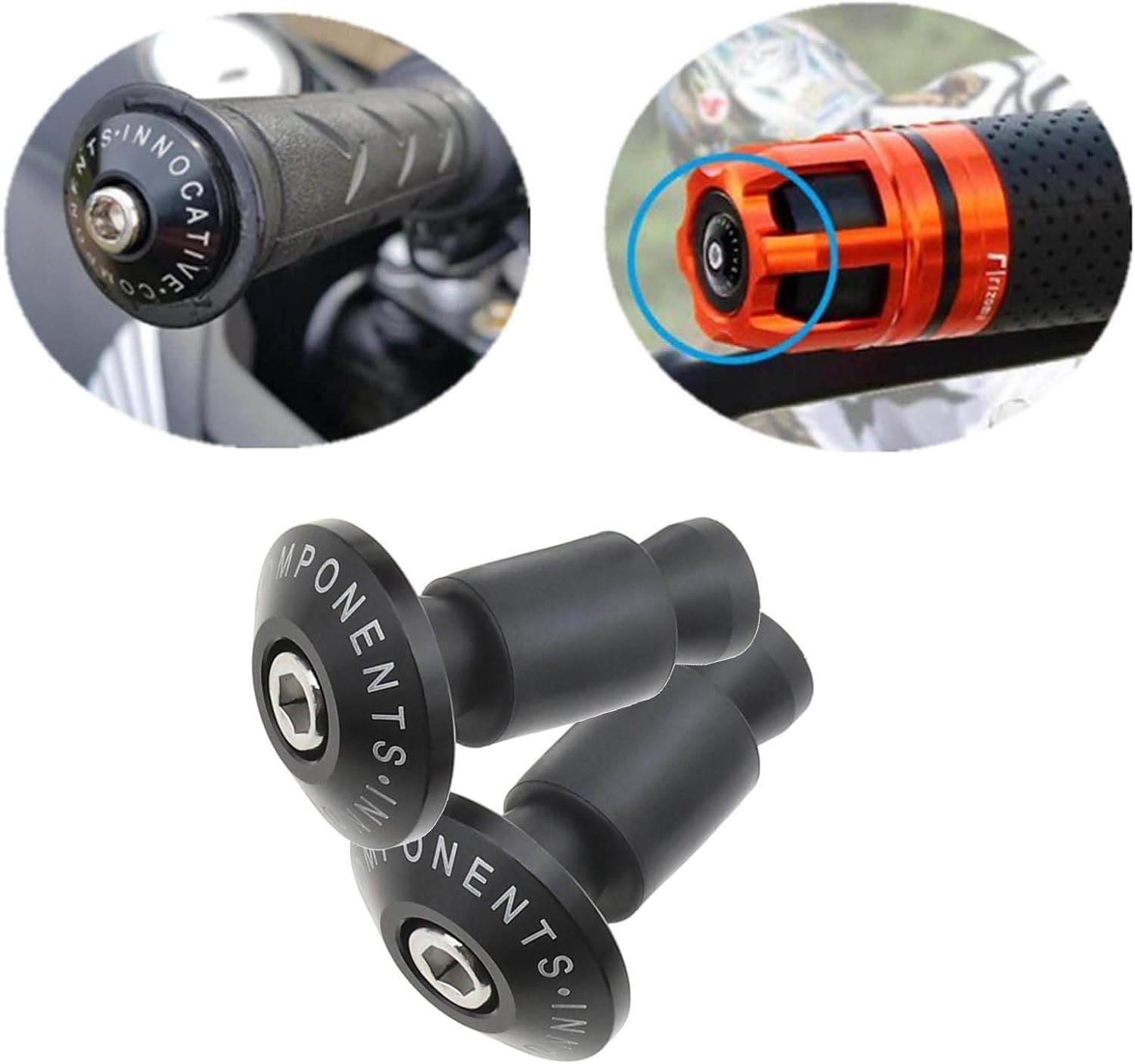 OTOTEC Pair of 22mm Motorcycle Handlebar End Plug Covers Kit with Bolts Expansion Tubes Hex Wrench Black Universal For 7/8Inch Bars Motorbike - Image 5