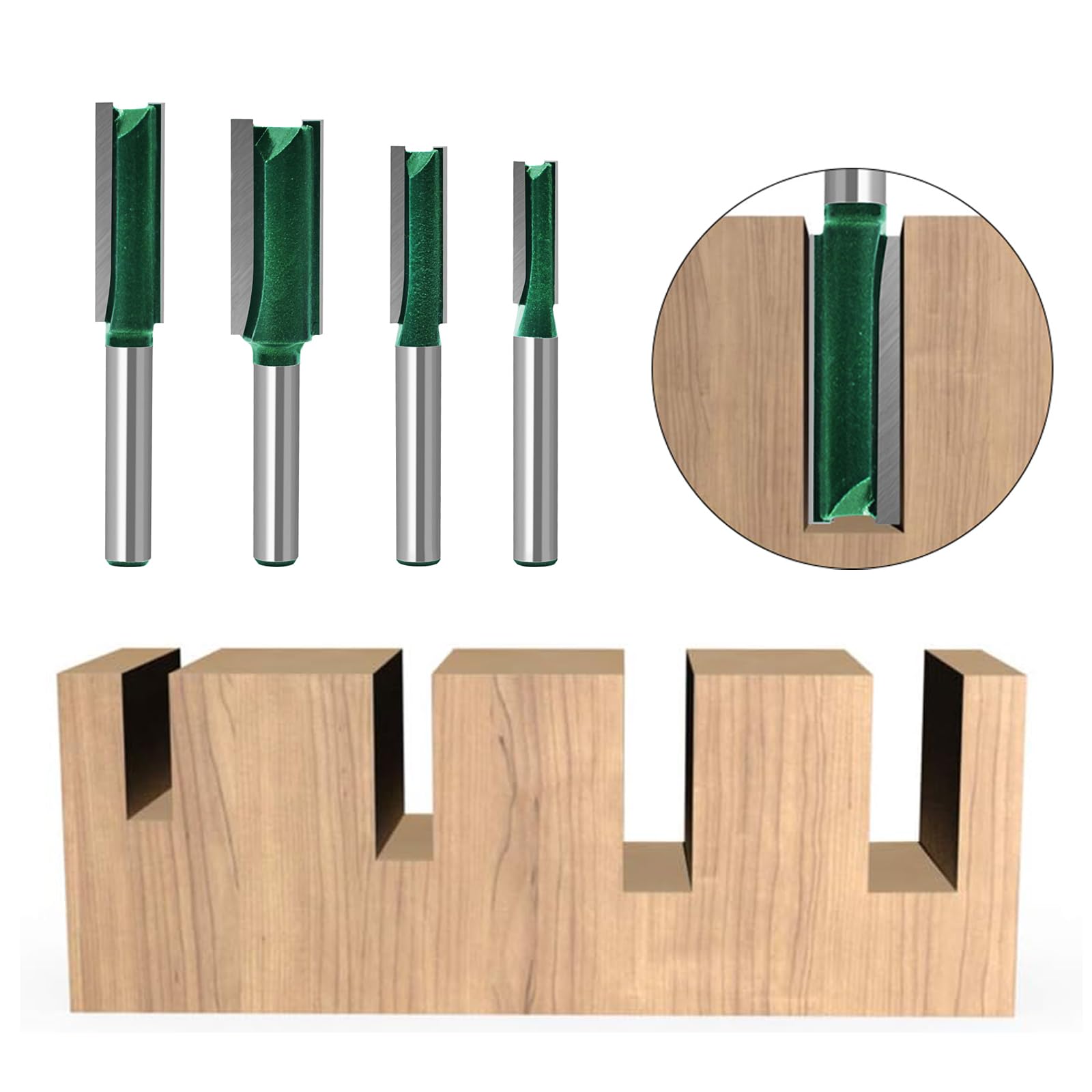 Mua Plus Double Flute Straight Router Bit Set, 1/4 Inch Shank. Cutting ...