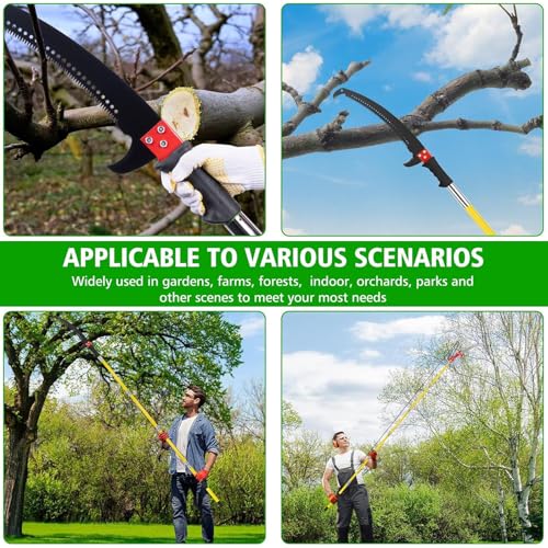 Manual Tree Pruner, 2-4m Pole Saws for Tree Trimming, Sharp Steel Blade and Scissors for High Branches Pruning