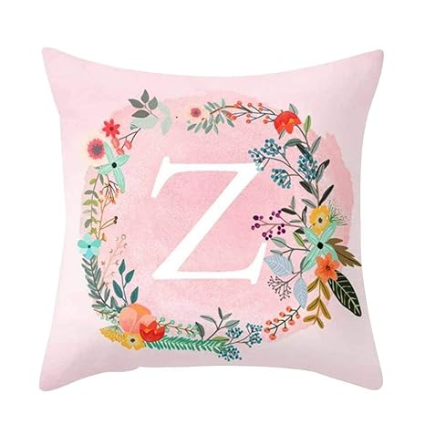 Buy Aisence Alphabet Letter Flower Pink Throw Pillow Case Cushion