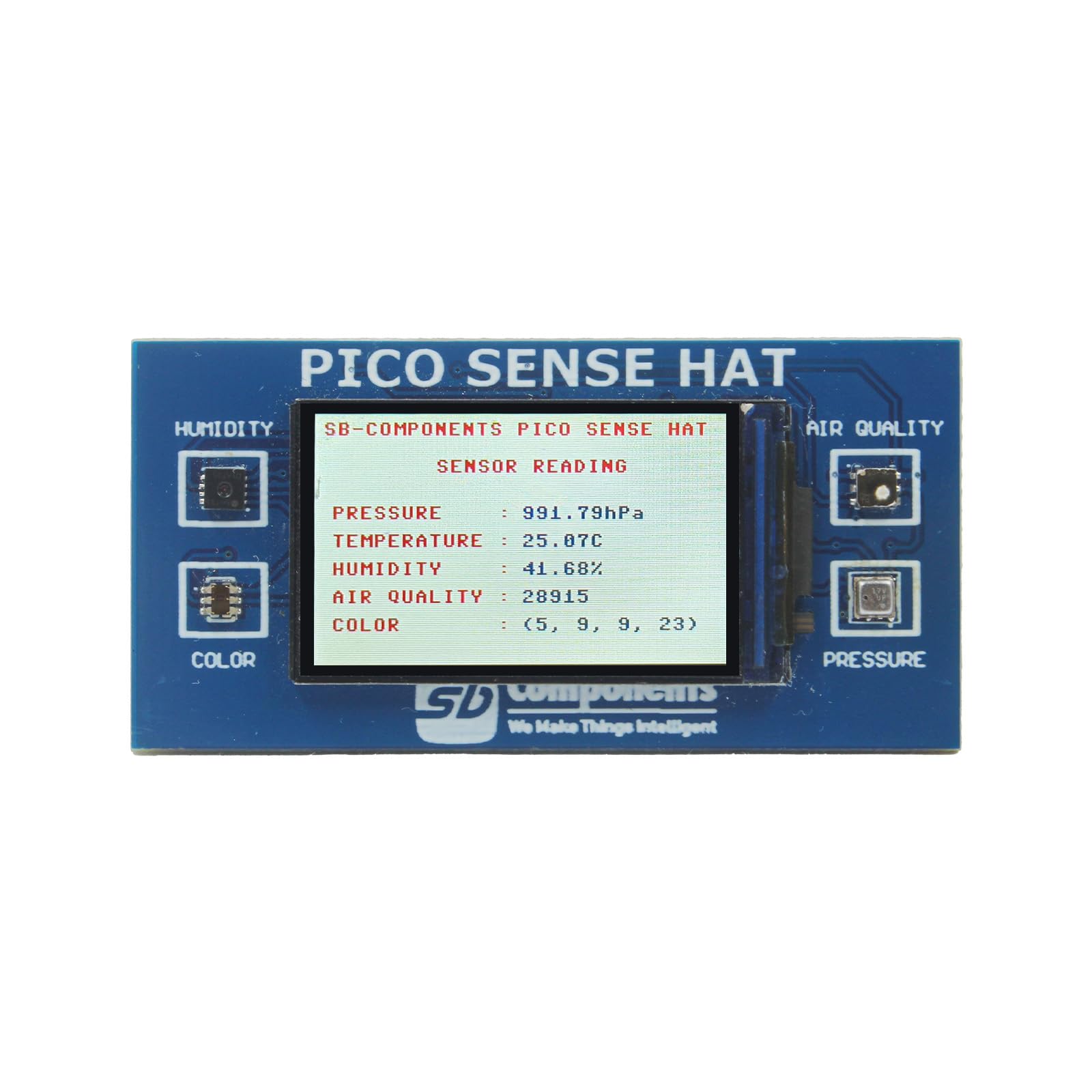 sb components Raspberry Pi Pico Sense HAT Multi Sensor Humidity, Air Quality, Color, Pressure Sensor Sense HAT for Pico with Inbuilt 1.14” LCD Display