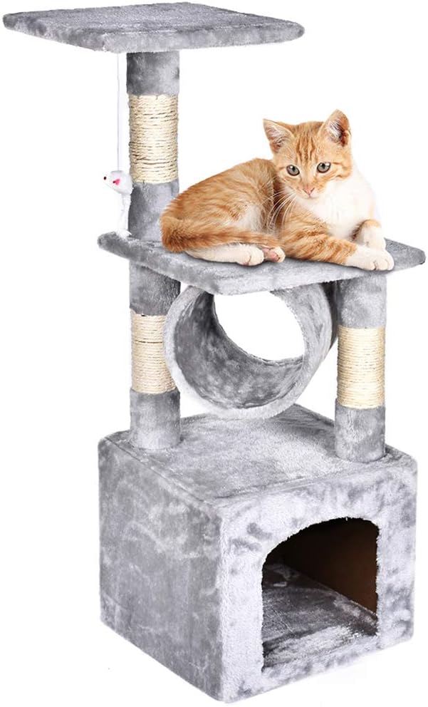 B BAIJIAWEI 36" Deluxe Cat Tree Level Condo Furniture Scratcher Activity Tree with Scratching Posts for Kittens