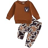 Toddler Boy Boy Hunting Outfit Crew Neck Sweatshirt Top Camo Jogger Pants Set 2Pcs Fall Winter Clothes