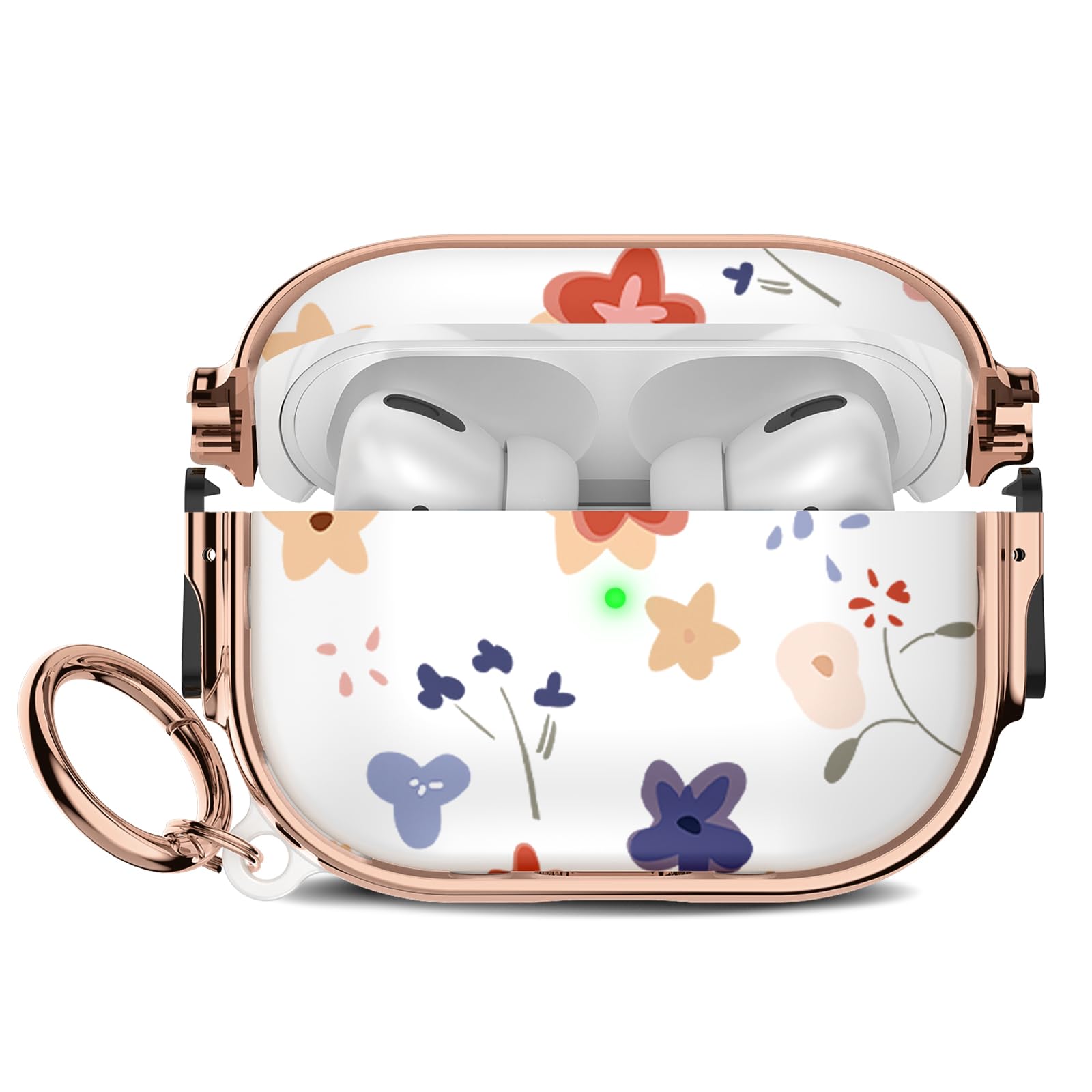 Maxjoy for Cute Airpods Pro 2 case with Safety Lock,Compatible Airpods Pro Case 2nd/1st Gen,Compatible Blue Red Clover AirPods Case Cover for Women Girly with Keychain-Transparent