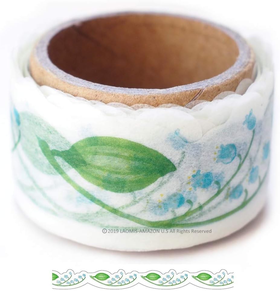 Green Flash Japanese Washi Masking Paper Die-Cut Tape/Flowers Bloom Room (Lily of Valley [ BR-018 ])