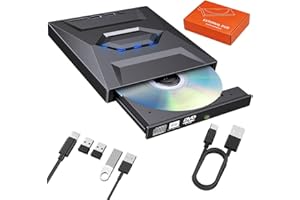 7-in-1 External USB DVD Drive & Blu-Ray Player, USB 3.0 Type-C Portable CD DVD ROM Rw Burner Writer with 3 USB Ports, Sd/Tf C