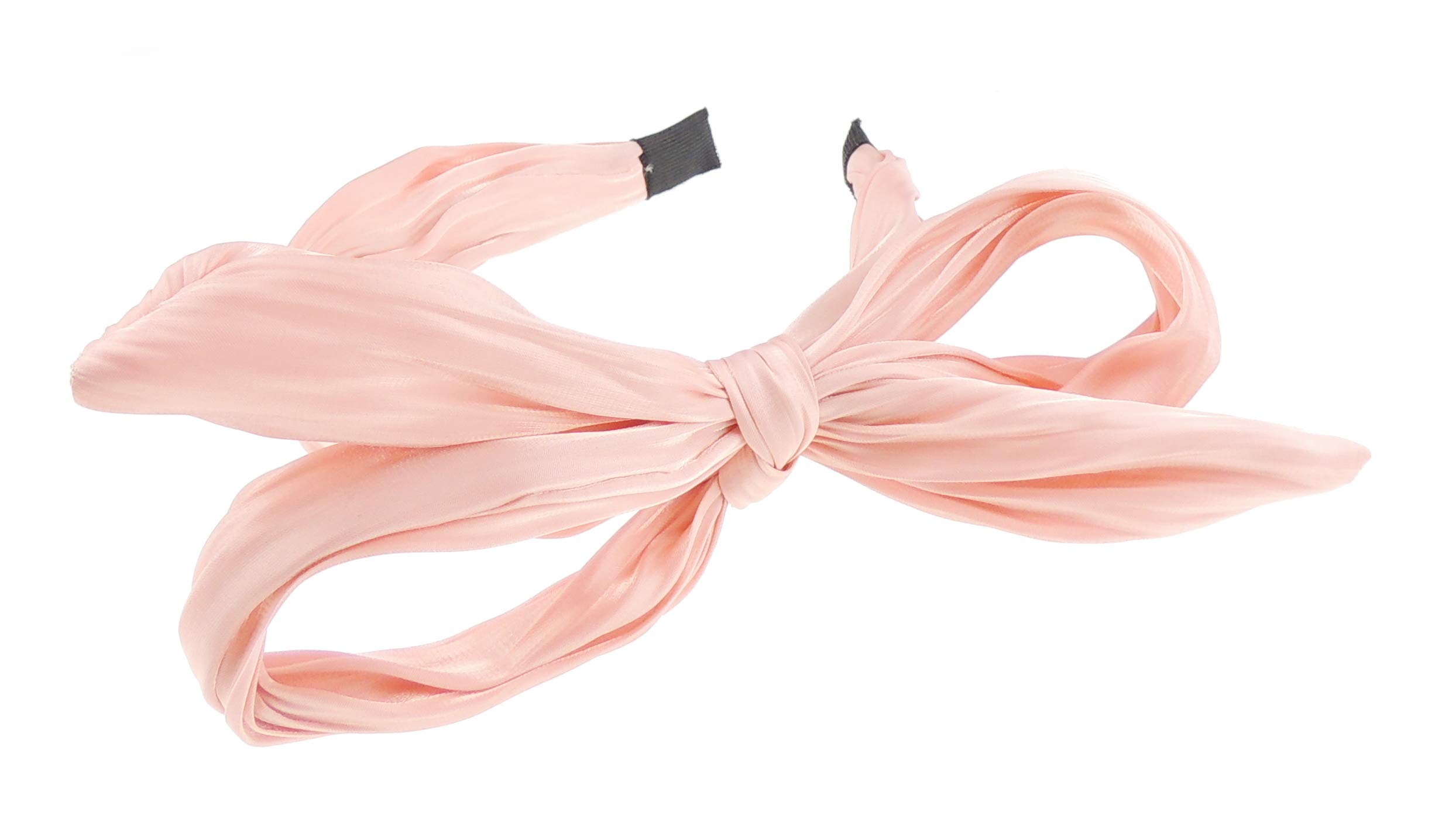 Womens Ladies Girls Evening Shimmer Chiffon Large Bow Evening Wedding Party Birthday Bridal Christmas Birthday Bridesmaid Headband Alice Band Hair Accessories Hairband, Gift Idea (Candy Pink)