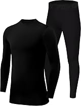 PowerLayer Boys Base Layer Thermal Set Top & Tights Black 6-8 Years