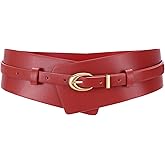 WHIPPY Women Wide Leather Belt Fashion Ladies Dress Belt 2-in-1 Waistband with Skinny Belt for Suits