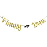 Helewilk Finally Done Banner, High School Happy Graduation Hanging Decor, Congrats Grad, Class of 2025 Happy Graduation Party Decorations Supplies