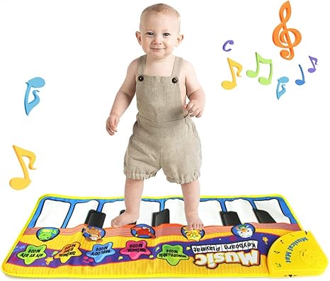 Amazon Co Jp Xergur 赤ちゃん用プレイマット 幼児用おもちゃ 子供用音楽ピアノマット キーボードピアノプレイマット 音楽ダンスマット ポータブルミュージカルブランケット 内蔵スピーカー 録音機能付き ピアノキーボードマット イエロー ホーム キッチン