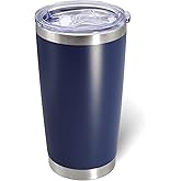 AIANJI 20oz Tumbler Bulk Stainless Steel Tumblers with Lid Vacuum Insulated Double Wall Travel Coffee Mug Powder Coated Tumbler Cup for Hot and Cold Drinks(Navy Blue, 1 pack)