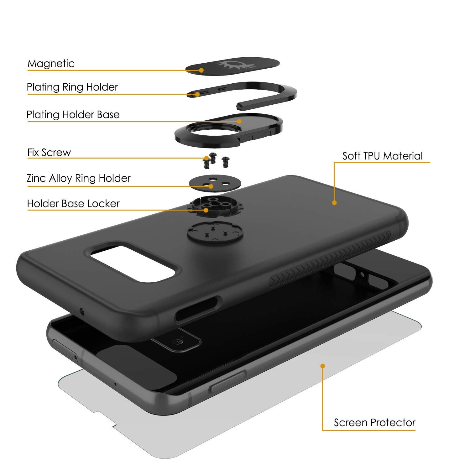 Punkcase S10e Case [Magnetix] Protective TPU Cover W/Kickstand, Ring Grip Holder & Metal Plate for Magnetic Car Phone Mount with Screen Protector Compatible W/Samsung Galaxy S10e Edge [Black]