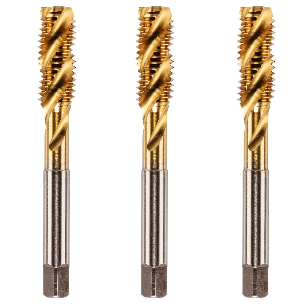 Pack Of 3 Rennie Tools - M16 x 2 Spiral Flute Tap HSS M2 Titanium (TiN) Coated 16mm Thread. Metric Hand/Machine Screw Tap Metric Coarse. For Tapping Blind Holes.