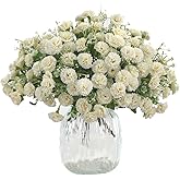 TBUY ROSE 2pcs Small Carnation Artificial Flowers Bulk Fake Flower with Stems Silk Carnation Flowers for Outdoors Wedding Home Hotel Decorations (White)