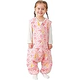HOMEAL Toddler Sleeping Sack 3t-5t, 1.0 TOG Baby Girl Sleep Sack With Legs, Sleeveless