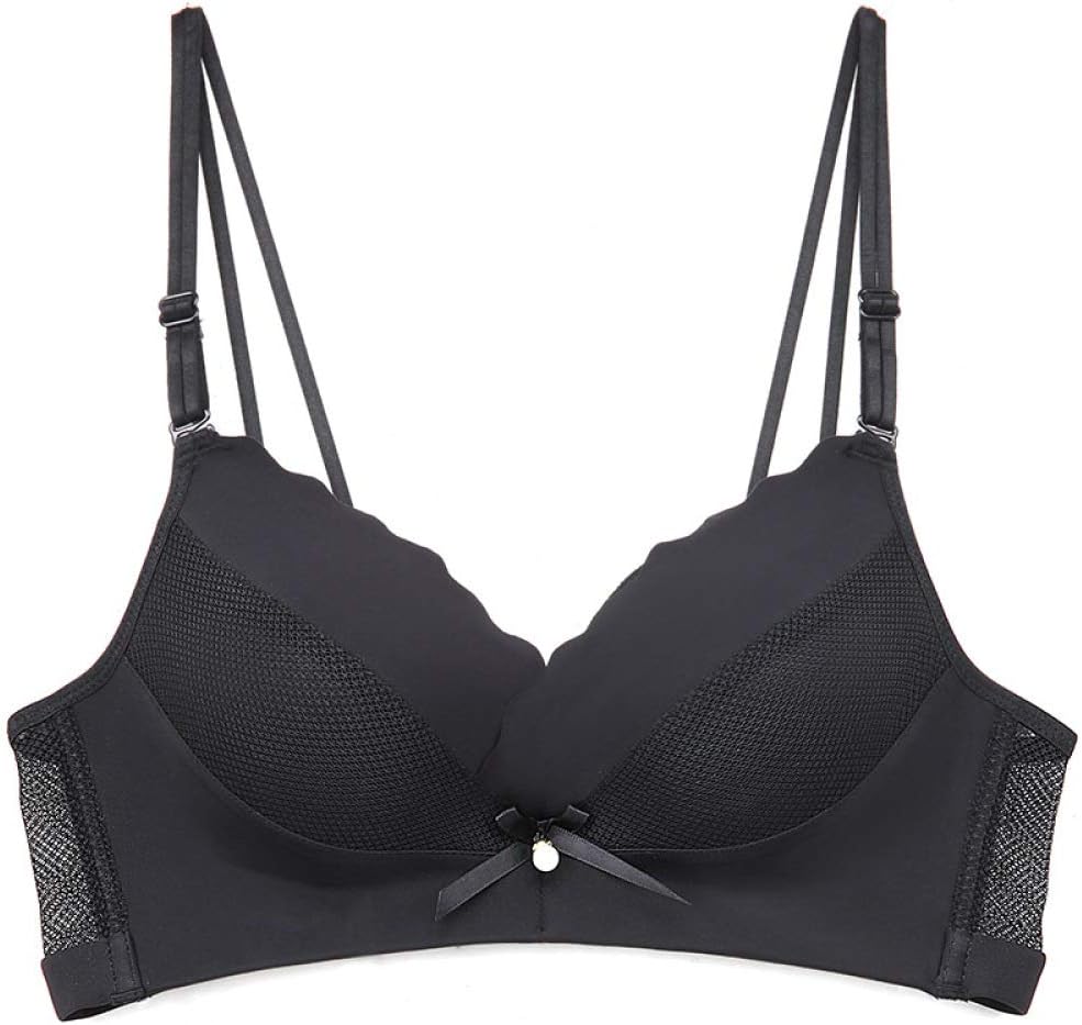Yanwenkang Comfortable and breathable beauty back bud silk gauze without rims underwear female receiving vice milk black 38/85AB