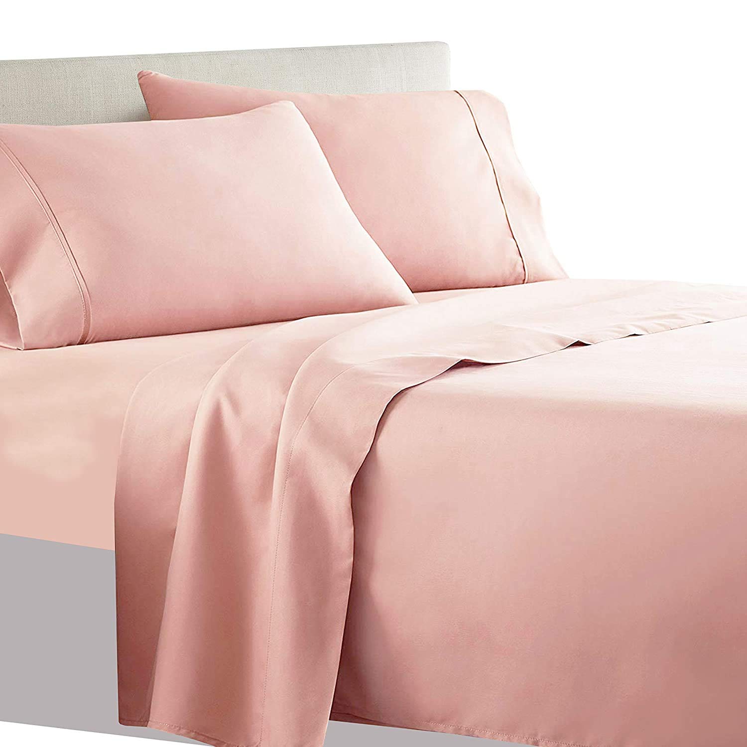 Ropa De Cama 1000 Thread Count 100% Egyption Cotton Super Soft Flat Bed Sheet, UK King Flat Sheet - Blush