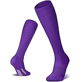 FITRELL 2/3 Pack Soccer Socks Baseball Softball For Youth Kids Boys Girls, Over-The-Calf Football Socks for Adult Men Women