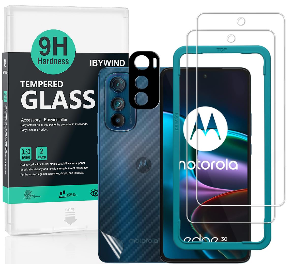 Ibywind Screen Protector For Motorola Edge 30 5G 6.5"[2 Pack],9H Hardness Tempered Glass,With 1Pc Camera Lens Protector,Easy to Install — image 1