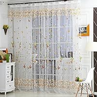 GXOK 1Panel Sheer Curtain Tulle Window Treatment Voile Drape Valance (Multicolor B)