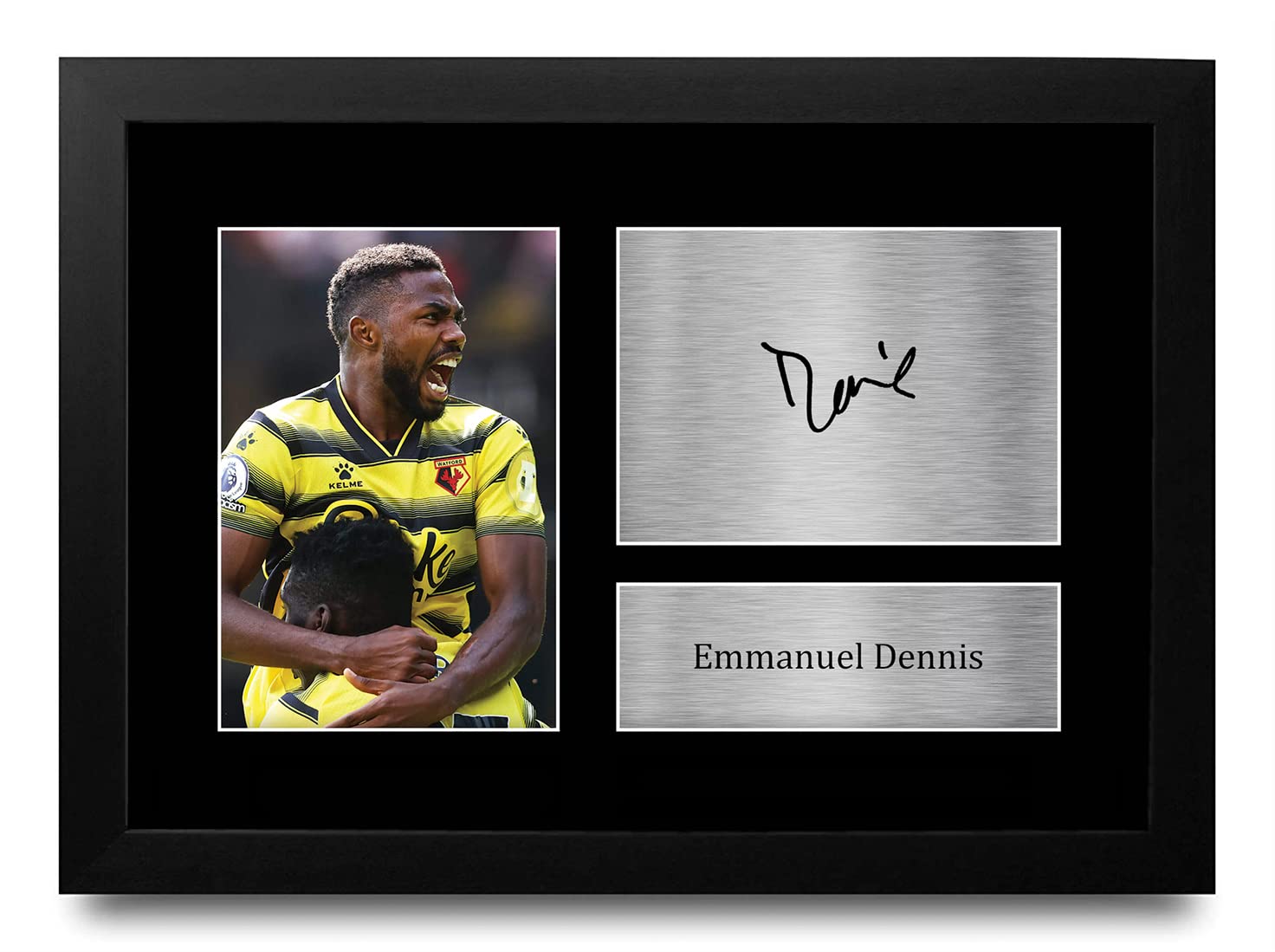 HWC Trading FR A4 Emmanuel Dennis Watford Gifts Printed Signed Autograph Picture for Football Fans and Supporters - A4 Framed