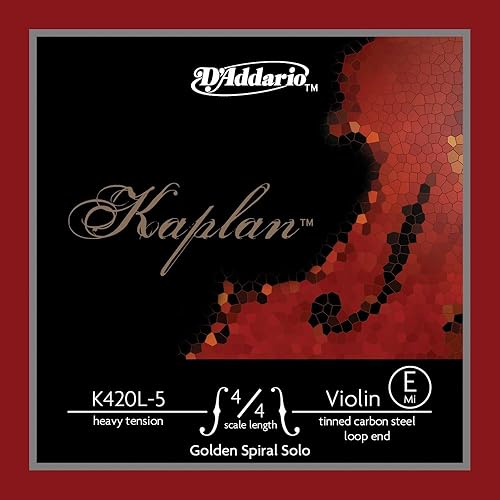D'Addario Kaplan Golden Spiral Solo Violin String - Single E String - K420L-5 - Violin Strings - 4/4 Scale, Heavy Tension, Loop End