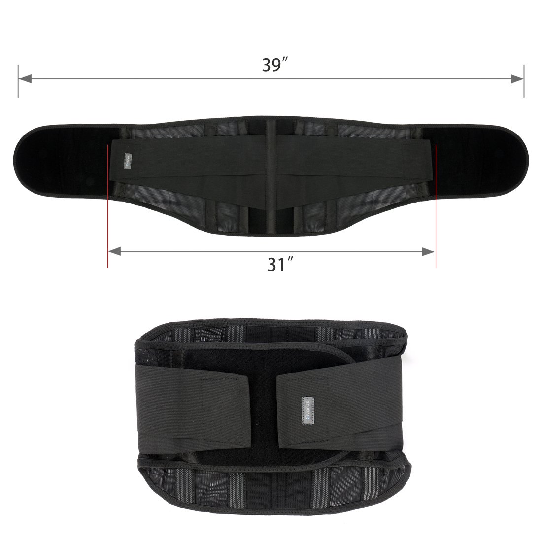 Fivanus Stabilizing Lumbar Lower Back Brace Support Belt with Dual Adjustable Straps for Men and Women, Black, Regular(31\
