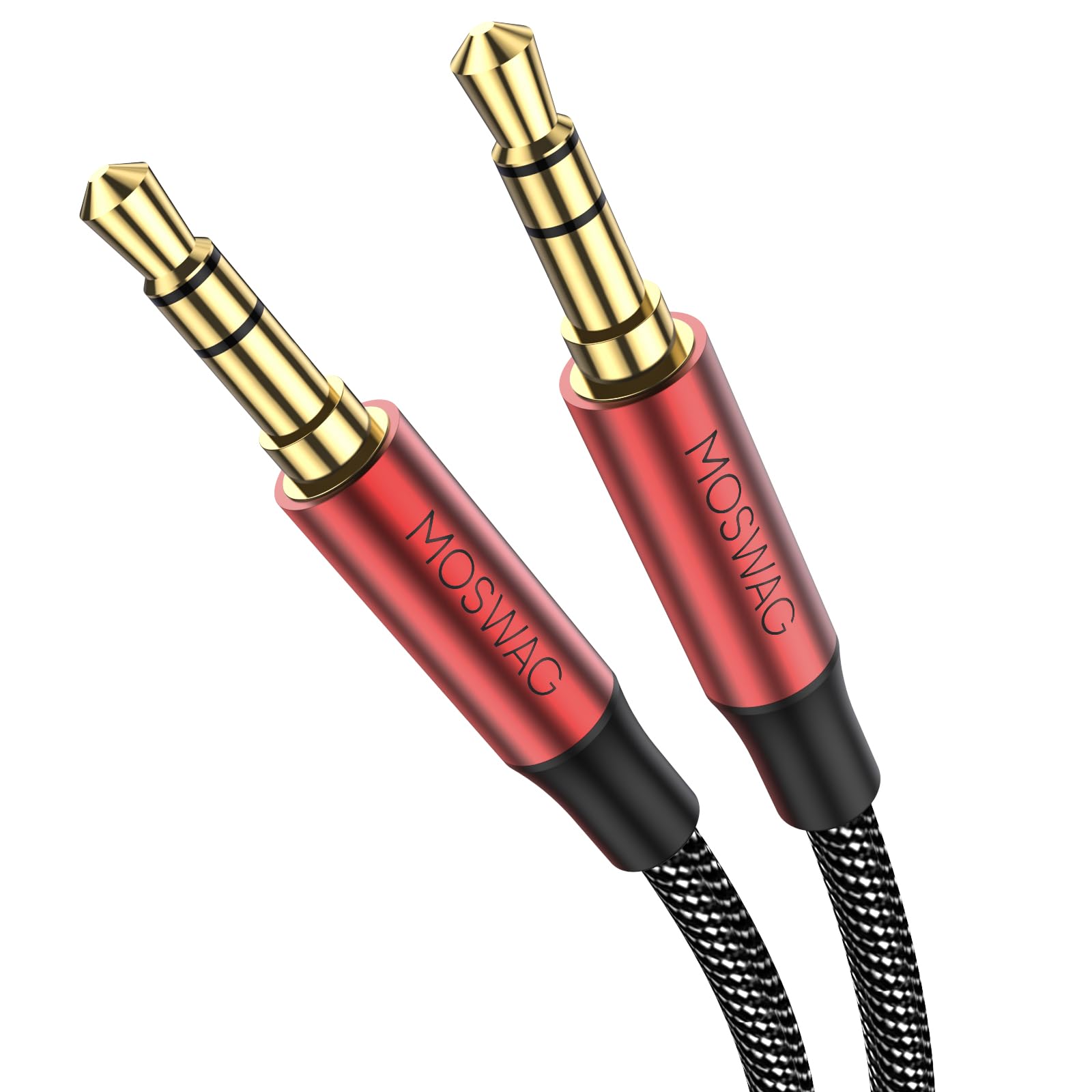 MOSWAG 3.28FT/1Meter 3.5mm Aux Cord to 3.5mm Audio Aux Jack Cable Male to Male aux Cable Nylon Braided Stereo Jack Cord for Phones,Headphones,Speakers,Tablets,PCs,Music Players and More