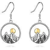 YFN Mountain Earrings Sterling Silver Mountain Mustard Seed Dangle Drop Earrings Jewelry Gifts for Women,Skiers, Hikers, Campers, Climbers and Nature Lovers