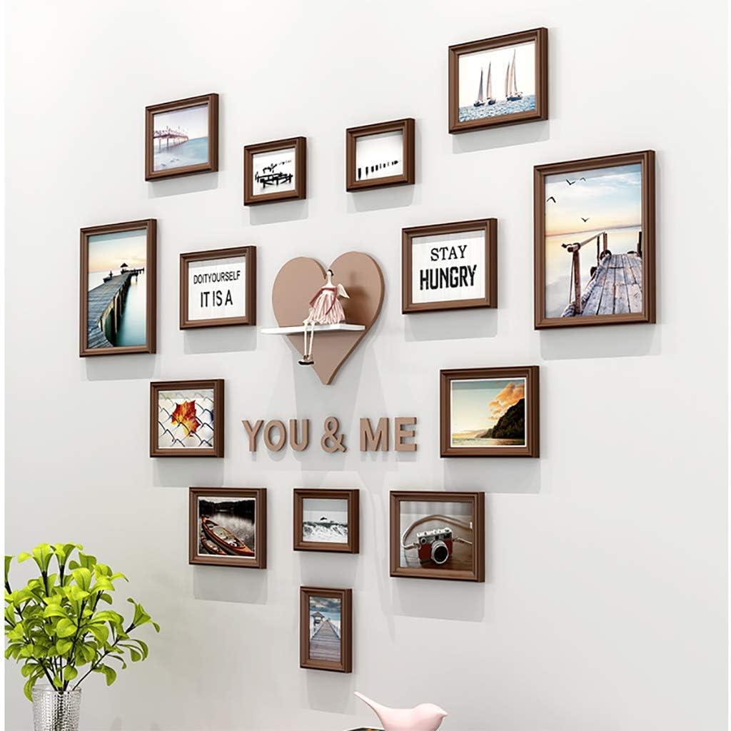 Amazon の壁掛け写真コラージュ額縁 ハート形フォトフレームの組み合わせ バレンタインの壁飾り組み合わせフォトフレームのコラージュ 色 風景 フォトフレーム 通販