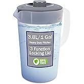 Water Pitcher with Lid 1 Gallon Pitcher, Freezer/Dishwasher Safe, BPA Free & Phthalate Free - Gray