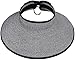 Simplicity Women's Roll Up Wide Brim Straw Sun Visor Ribbed_Black/White