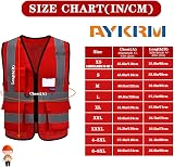 AYKRM Red Safety Vest Personalised Hi Vis Class 2 with Pockets EN20471 view 2