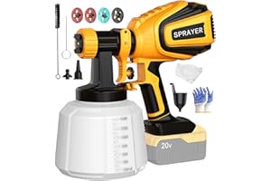 FUZIIAV Cordless Paint Sprayer for Dewalt 20V MAX Battery Electric Spray Paint Gun with High Capacity Container Easy to Clean for House Painting Yellow(Not Include Battery)