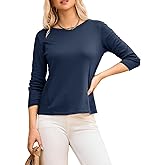 Dokotoo Long Sleeve Shirts Crewneck Womens Tops 2025 Fall Outfits Comfort Basic Tees Fashion Clothing