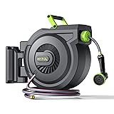Retractable Garden Hose Reel, 5/8 Inch x 82 ft + 6