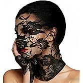 SRLLBBY Floral Lace Full Face Mask, Wrist Cuff, Hair Bibbon for Photography Halloween Cosplay DIY Enthusiasts