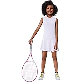Girls Tennis Golf Outfit Sleeveless Tank Top and Skorts Set Sports Skirt Dress with Shorts 4-12Y