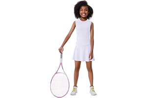 KUKUME Girls Tennis Golf Outfit Sleeveless Tank Top and Skorts Set Sports Skirt Dress with Shorts 4-12Y