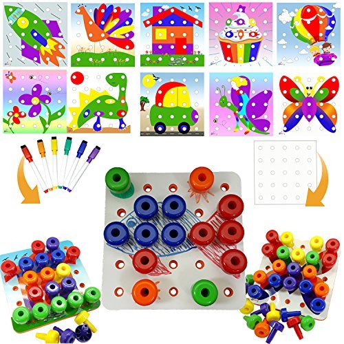 Skoolzy Color Sorting Peg Board Pattern Cards Creative Kit for Pegboard